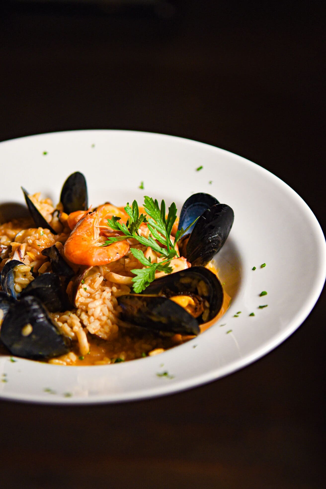 Primo di mare con cozze e gamberi da Biskè